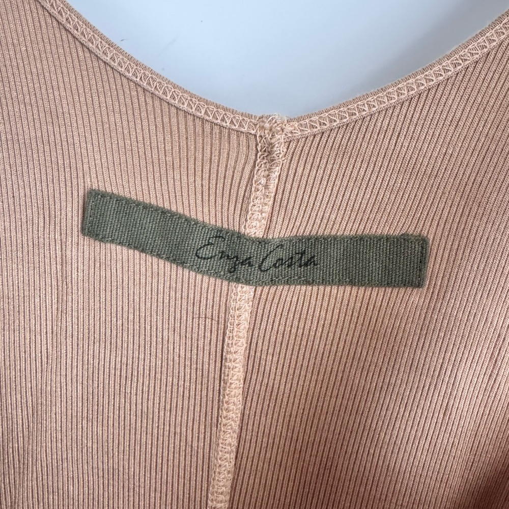 Enza Costa Maxi Silk Blend Ribbed Jersey Tank Dress in Tan Size Large - Picture 5 of 10